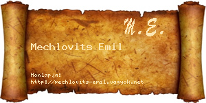 Mechlovits Emil névjegykártya